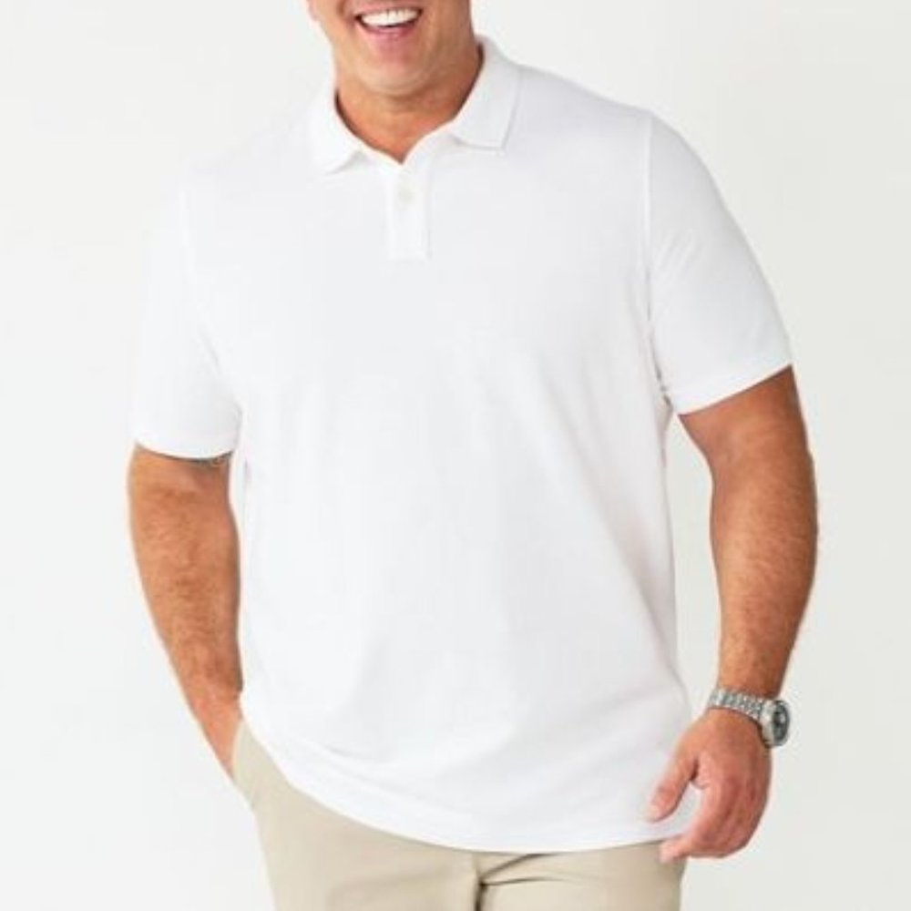 Sonoma Supersoft Pique Polo Top Modern White Men’s Big & Tall Size 4XB NEW